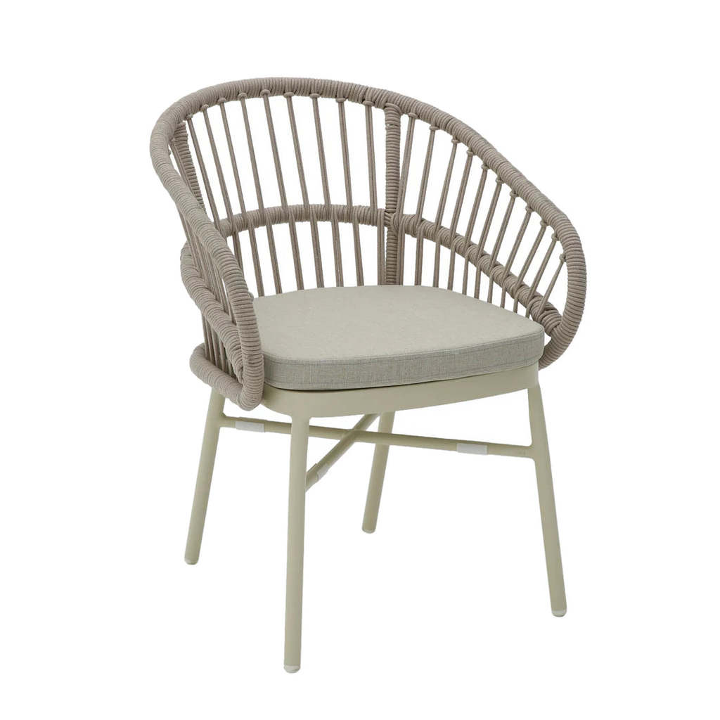 Taupe Rattan Outdoor Dining Chair - Beige Cushion (Set of 2)