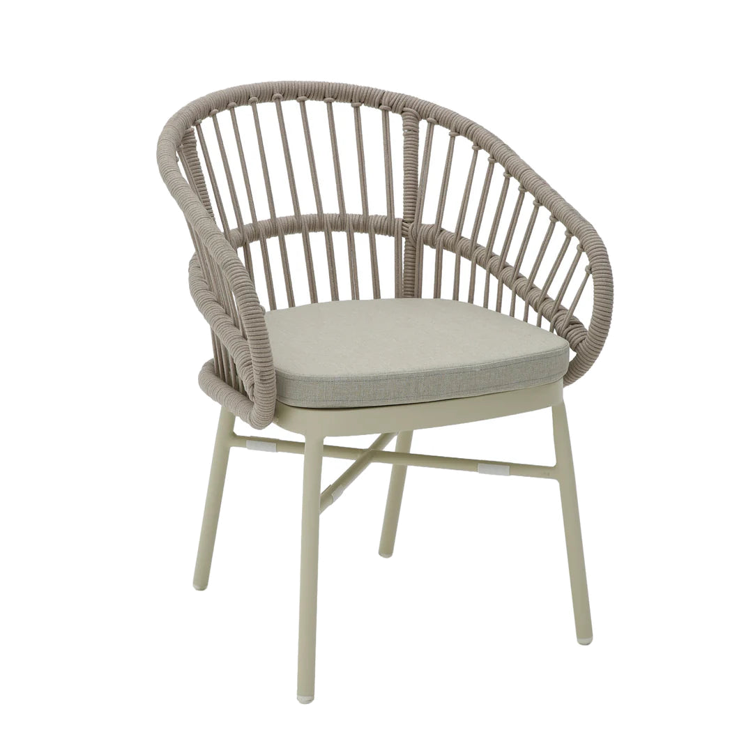 Taupe Rattan Outdoor Dining Chair - Beige Cushion (Set of 2)