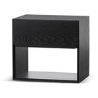 Oak Bedside Table - Black