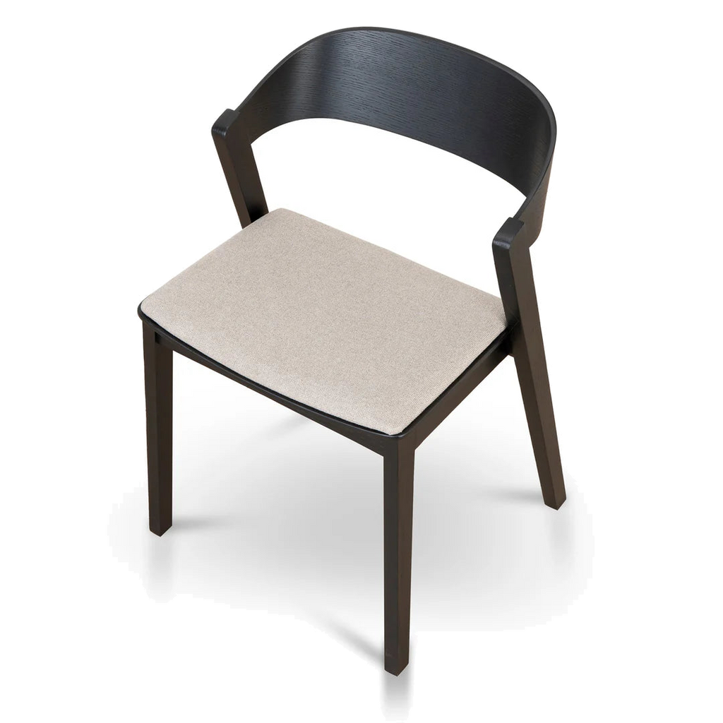 Black Dining Chair - Grey Seat (Set of 2)