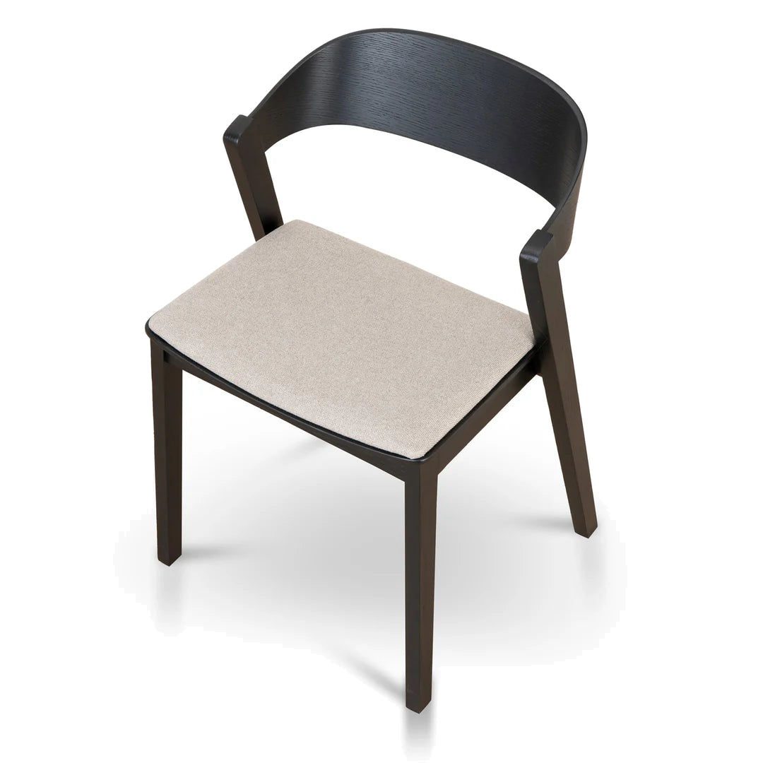 Black Dining Chair - Grey Seat (Set of 2)