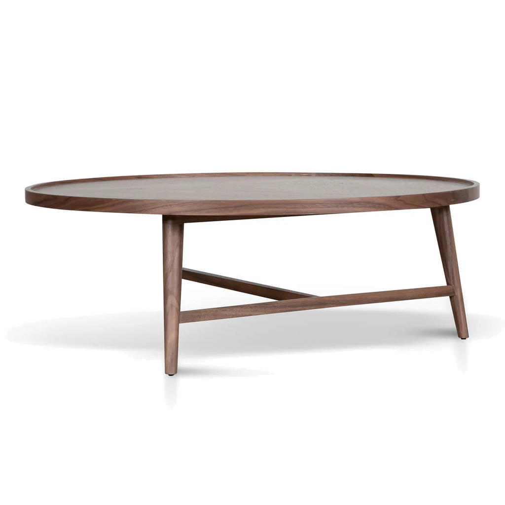 1.1m Wooden Round Coffee Table - Walnut