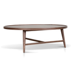 1.1m Wooden Round Coffee Table - Walnut