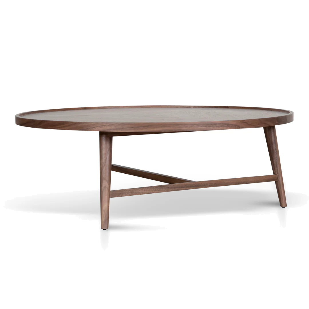 1.1m Wooden Round Coffee Table - Walnut