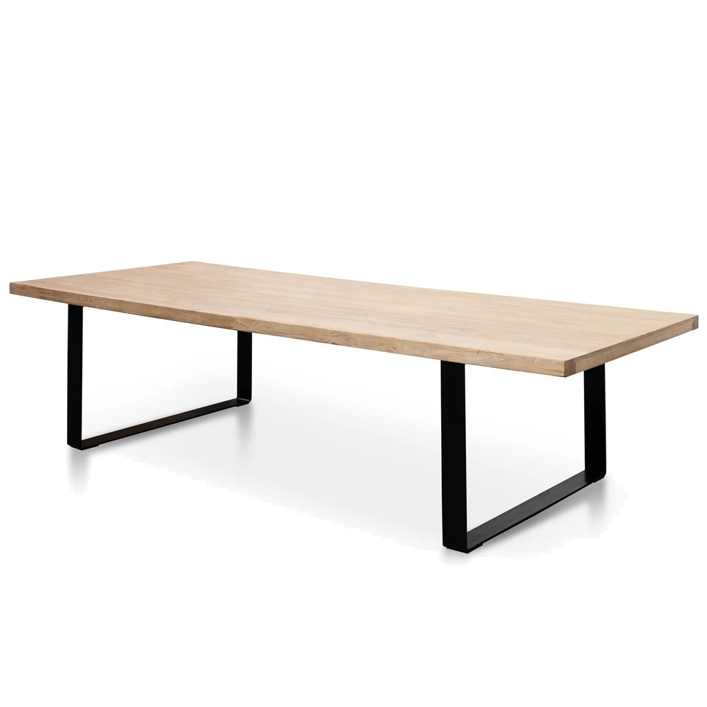 Reclaimed Elm Wood Dining Table 3m - Rustic Natural - Thick Top