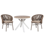 90cm Round Sand White Outdoor Dining Table - Natural
