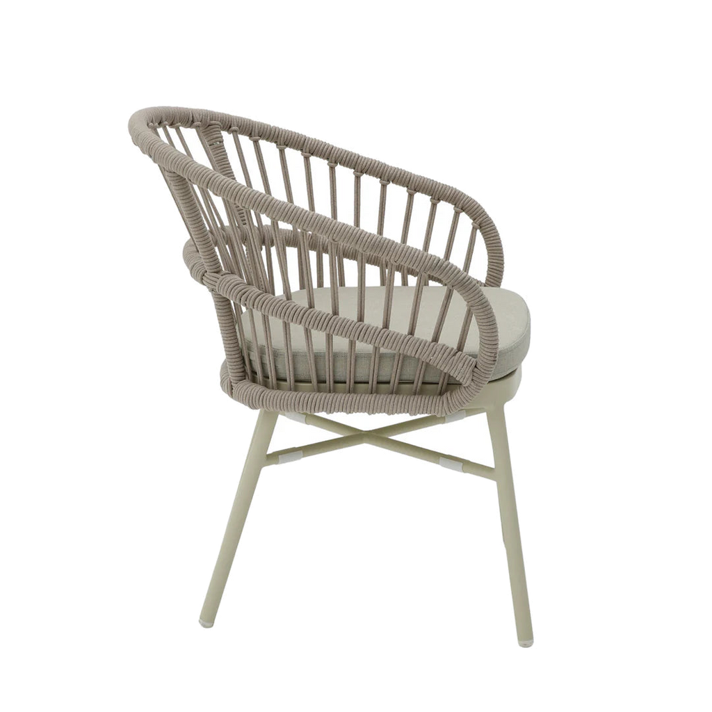 Taupe Rattan Outdoor Dining Chair - Beige Cushion (Set of 2)