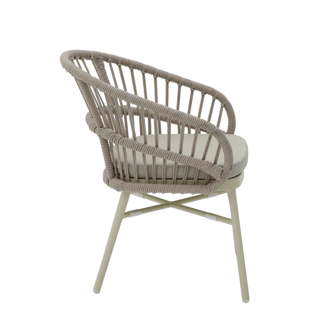 Taupe Rattan Outdoor Dining Chair - Beige Cushion (Set of 2)