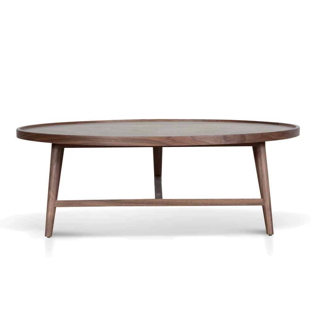 1.1m Wooden Round Coffee Table - Walnut