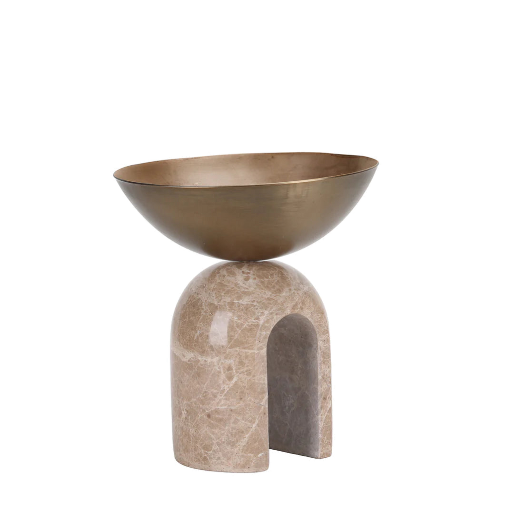Arc Pedestal Metal Small Tray - Antique Brass