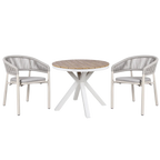 90cm Round Sand White Outdoor Dining Table - Natural