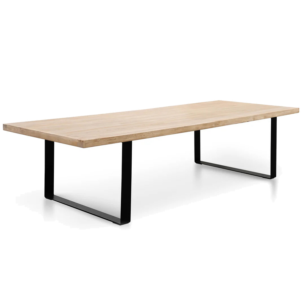 Reclaimed Elm Wood Dining Table 3m - Rustic Natural - Thick Top