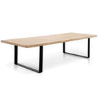 Reclaimed Elm Wood Dining Table 3m - Rustic Natural - Thick Top