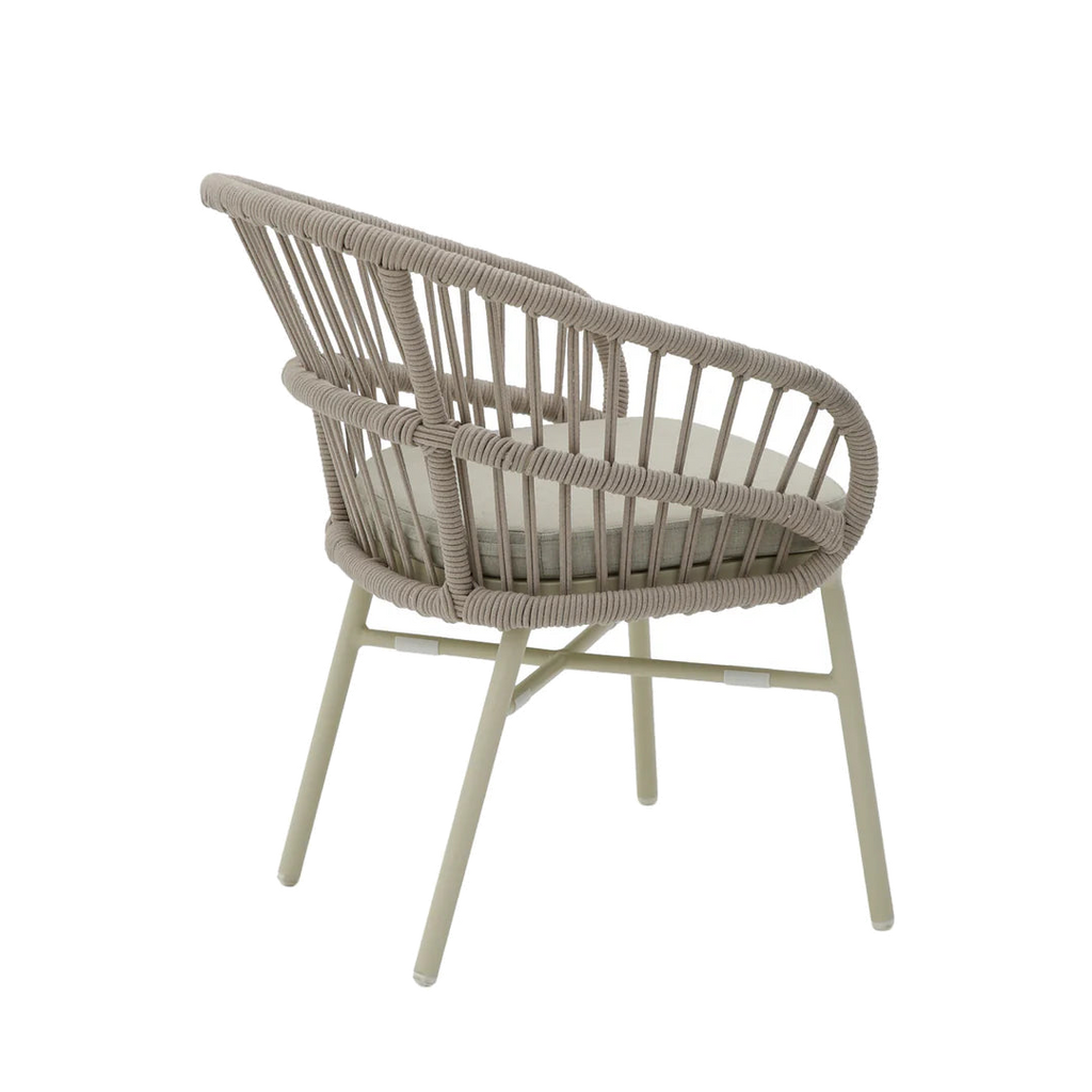 Taupe Rattan Outdoor Dining Chair - Beige Cushion (Set of 2)