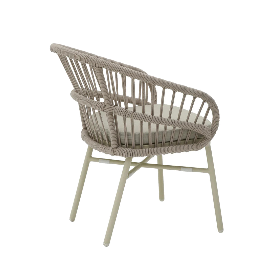 Taupe Rattan Outdoor Dining Chair - Beige Cushion (Set of 2)