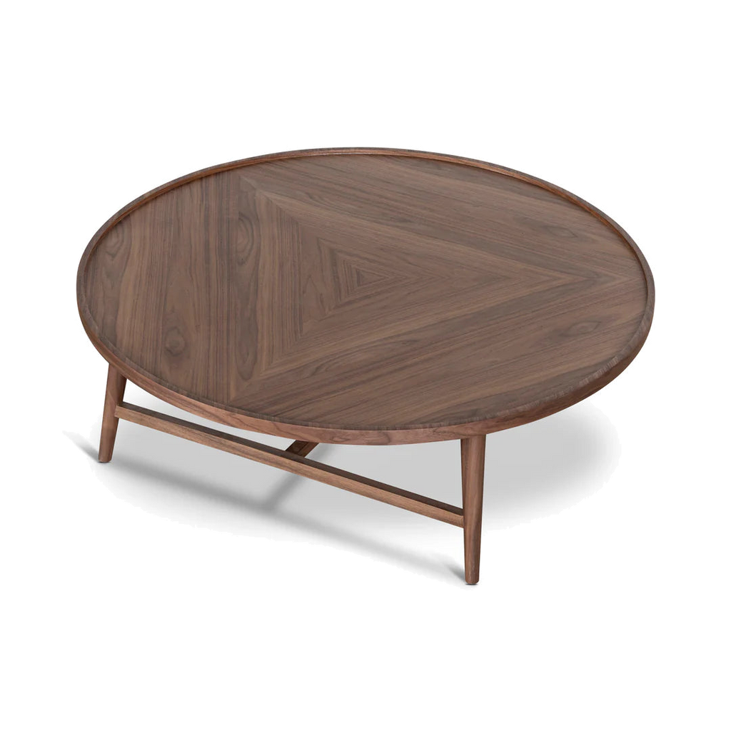 1.1m Wooden Round Coffee Table - Walnut