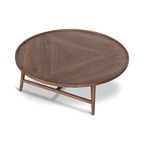 1.1m Wooden Round Coffee Table - Walnut