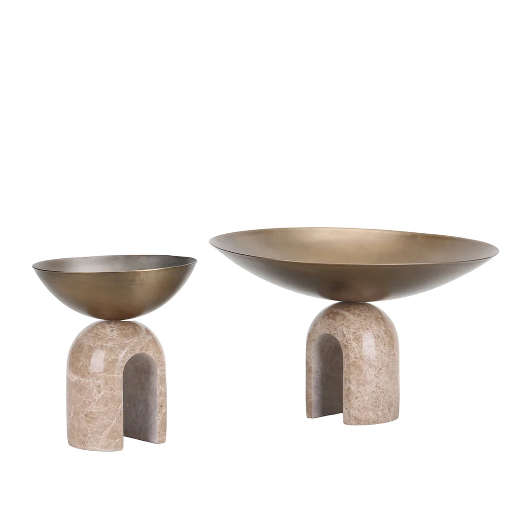 Arc Pedestal Metal Small Tray - Antique Brass