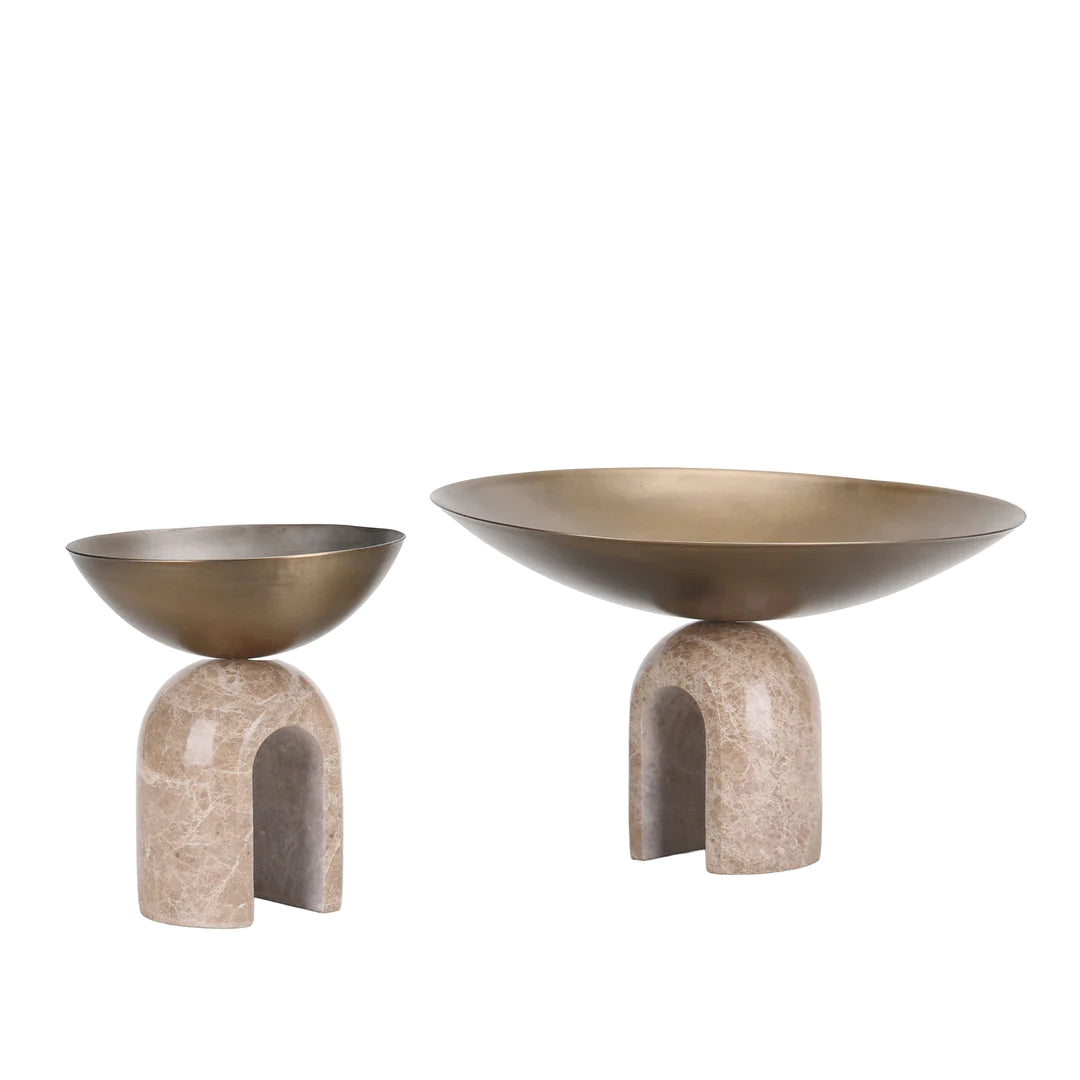 Arc Pedestal Metal Small Tray - Antique Brass