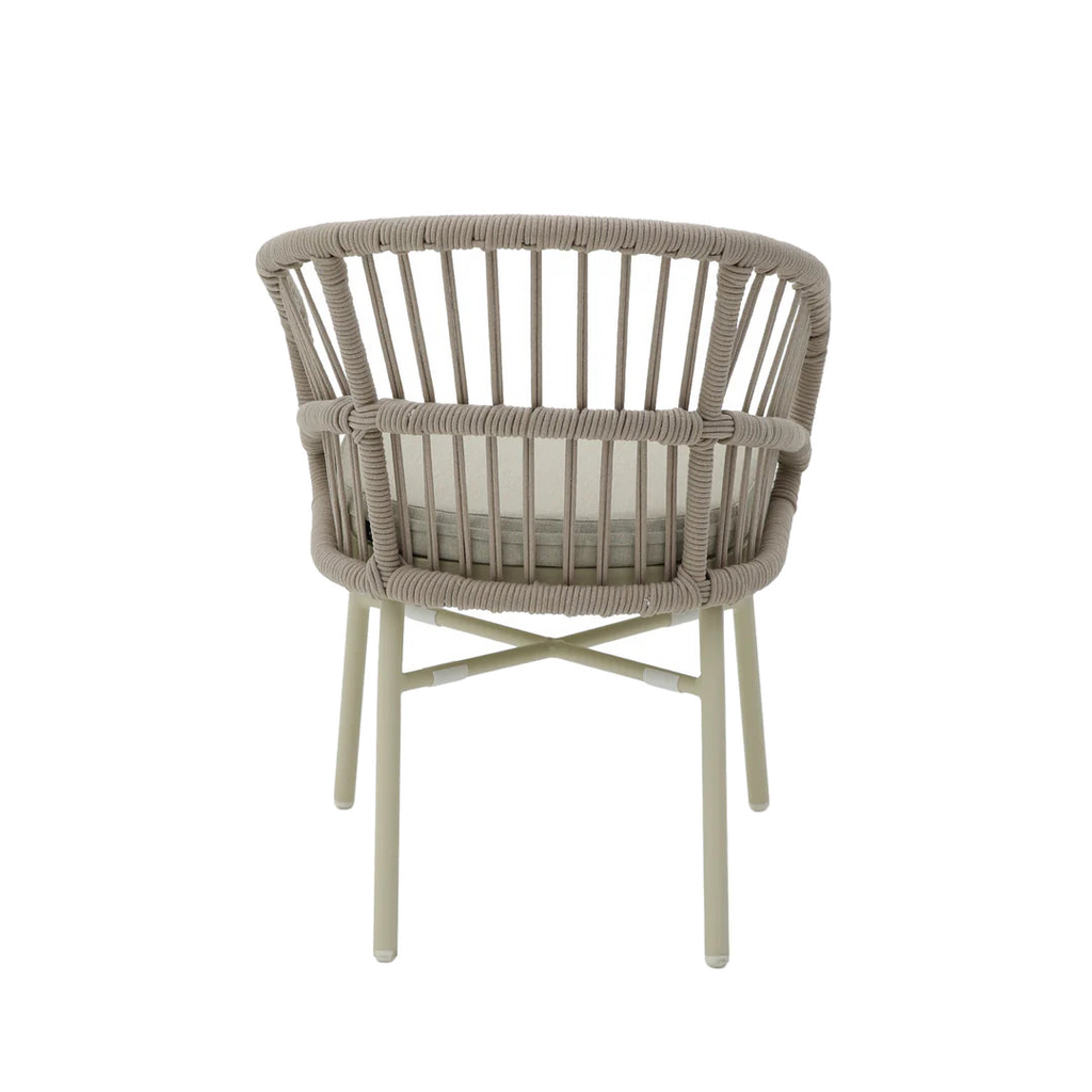 Taupe Rattan Outdoor Dining Chair - Beige Cushion (Set of 2)