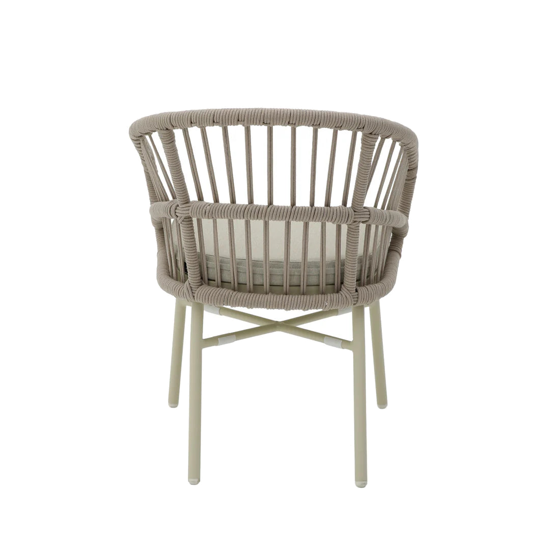 Taupe Rattan Outdoor Dining Chair - Beige Cushion (Set of 2)