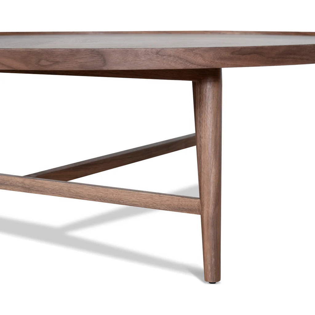 1.1m Wooden Round Coffee Table - Walnut