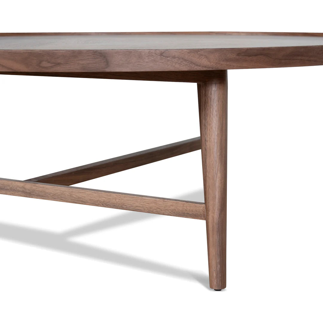 1.1m Wooden Round Coffee Table - Walnut