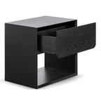 Oak Bedside Table - Black