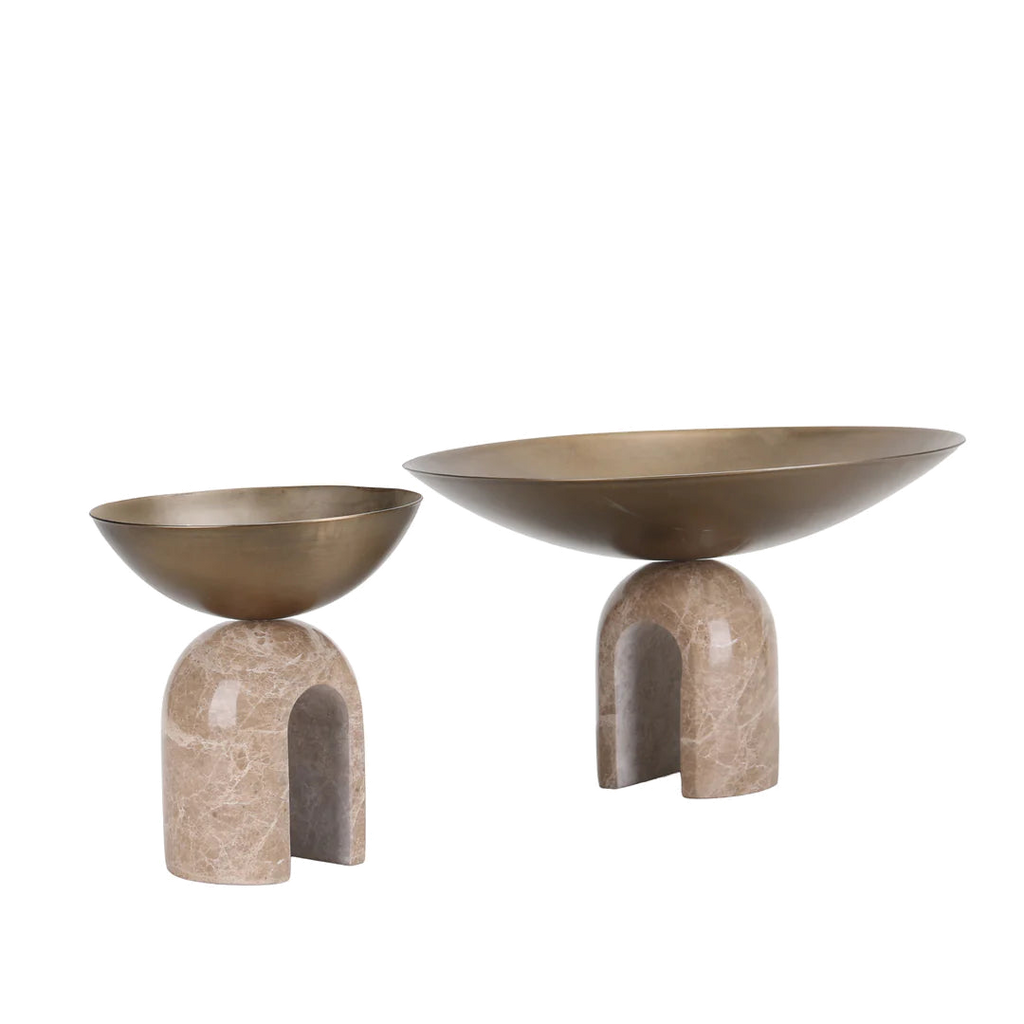 Arc Pedestal Metal Small Tray - Antique Brass