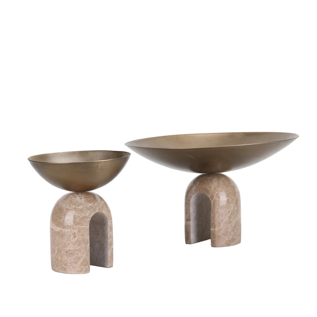 Arc Pedestal Metal Small Tray - Antique Brass