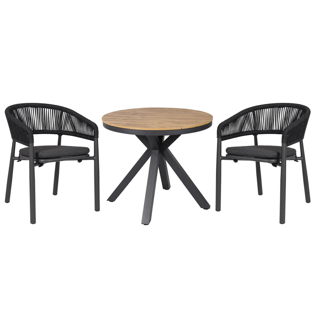 90cm Round Charcoal Outdoor Dining Table - Natural