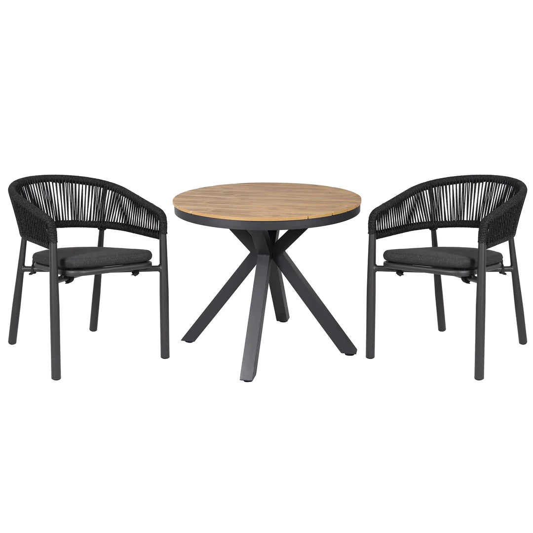 90cm Round Charcoal Outdoor Dining Table - Natural