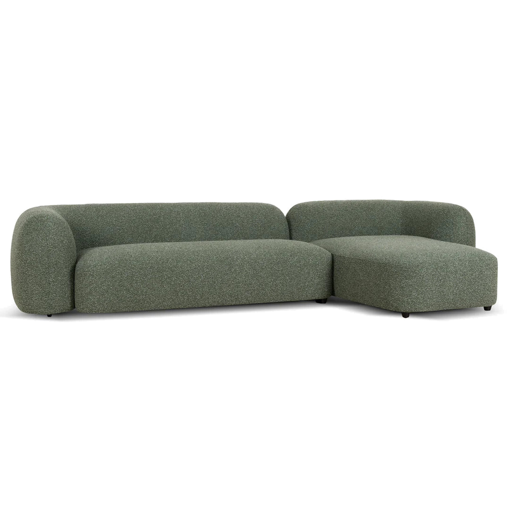 3 Seater Right Chaise Sofa - Amazon Green