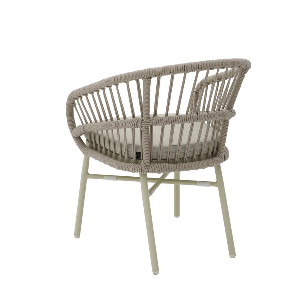 Taupe Rattan Outdoor Dining Chair - Beige Cushion (Set of 2)