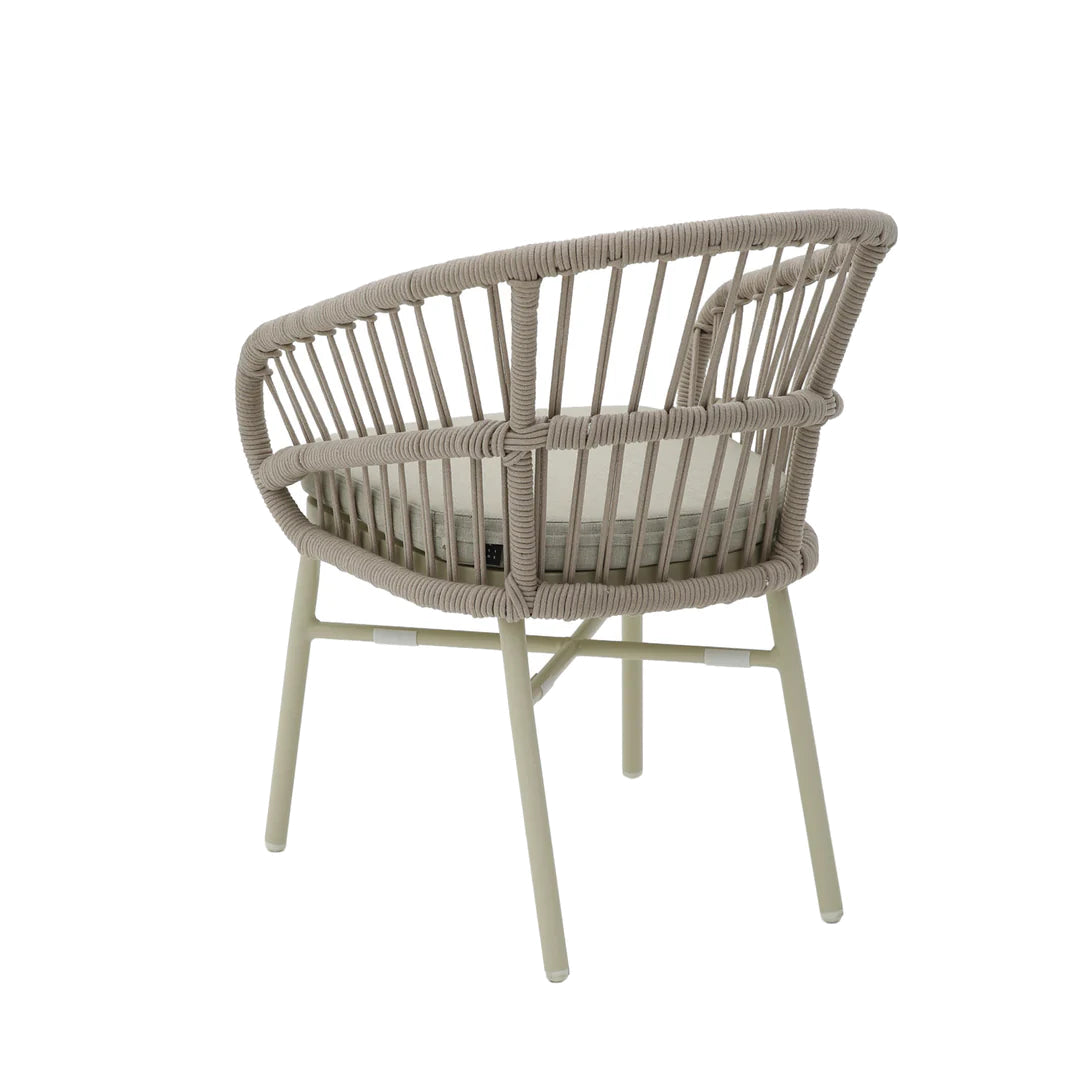 Taupe Rattan Outdoor Dining Chair - Beige Cushion (Set of 2)