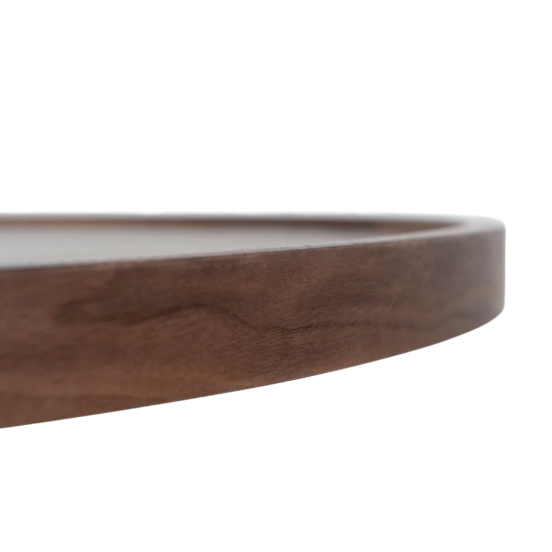 1.1m Wooden Round Coffee Table - Walnut