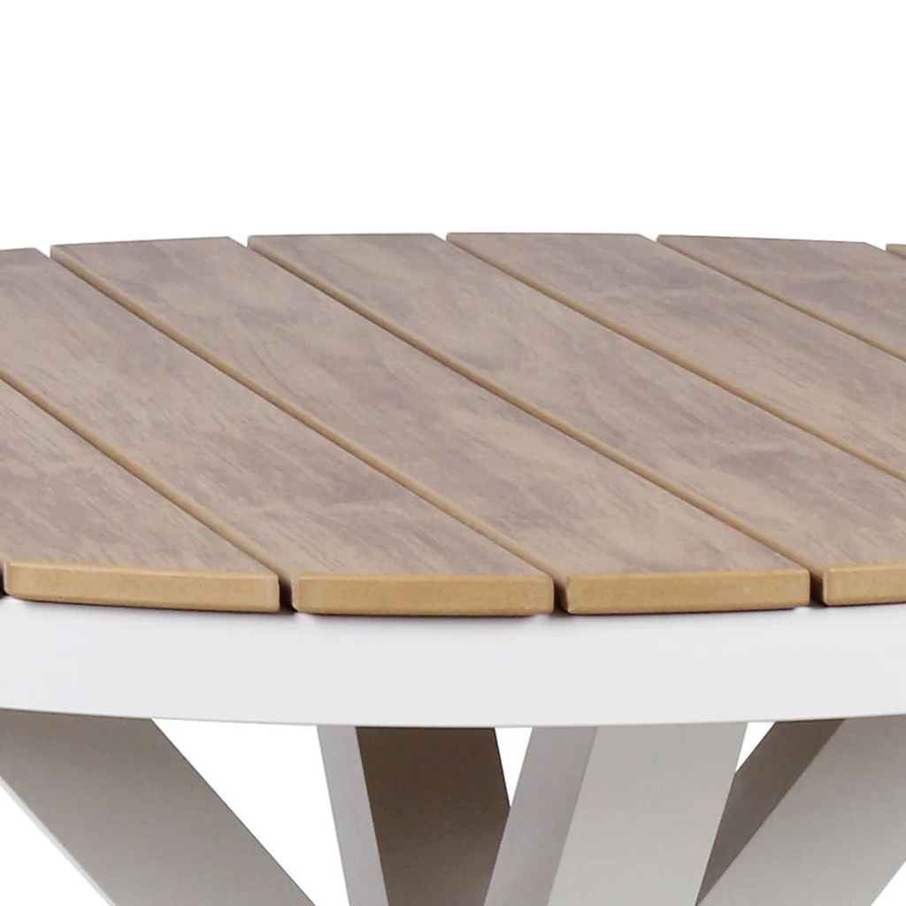 90cm Round Sand White Outdoor Dining Table - Natural