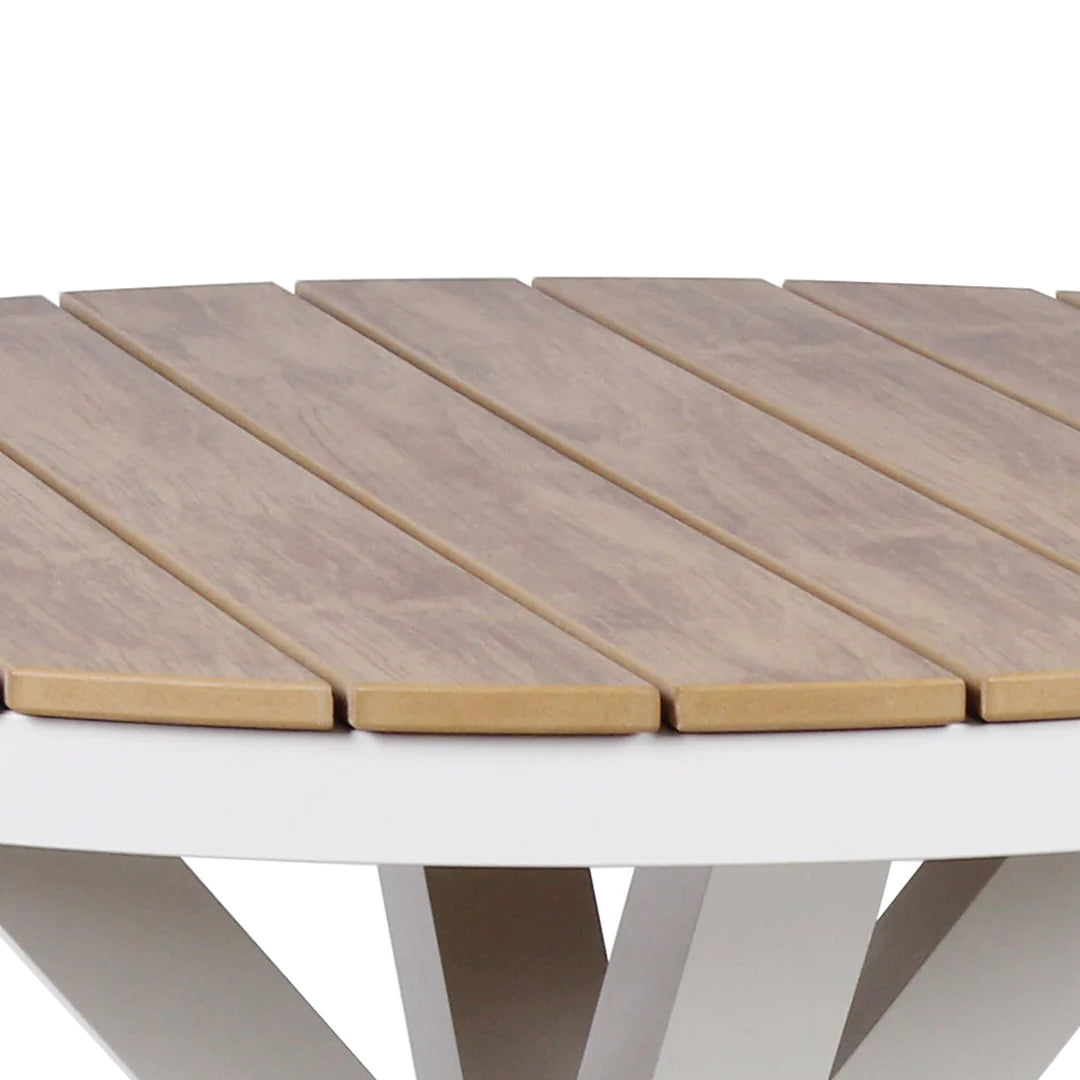 90cm Round Sand White Outdoor Dining Table - Natural