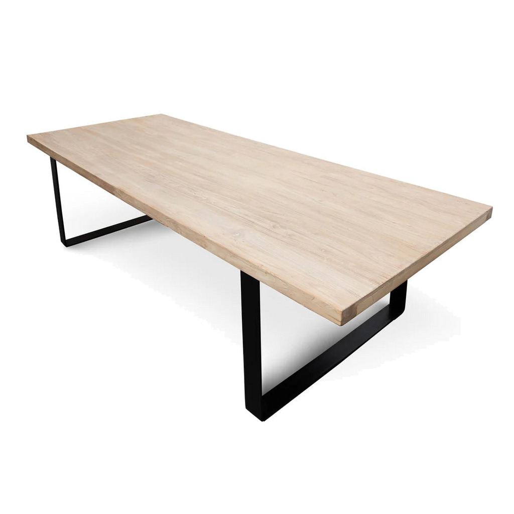 Reclaimed Elm Wood Dining Table 3m - Rustic Natural - Thick Top