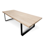 Reclaimed Elm Wood Dining Table 3m - Rustic Natural - Thick Top