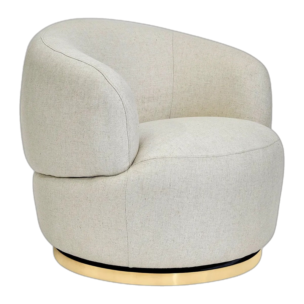 Tubby Swivel Arm Chair - Natural Linen