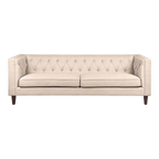Tuxedo 3 Seater Tufted Sofa - Fawn Linen