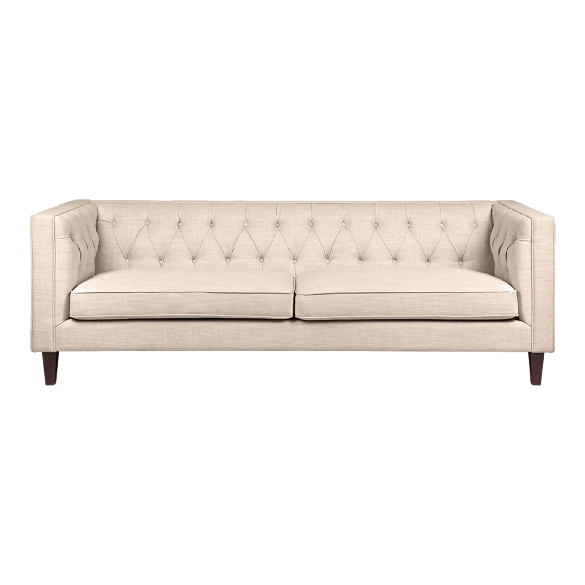 Tuxedo 3 Seater Tufted Sofa - Fawn Linen
