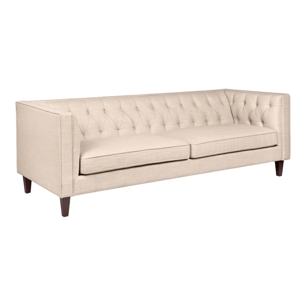 Tuxedo 3 Seater Tufted Sofa - Fawn Linen