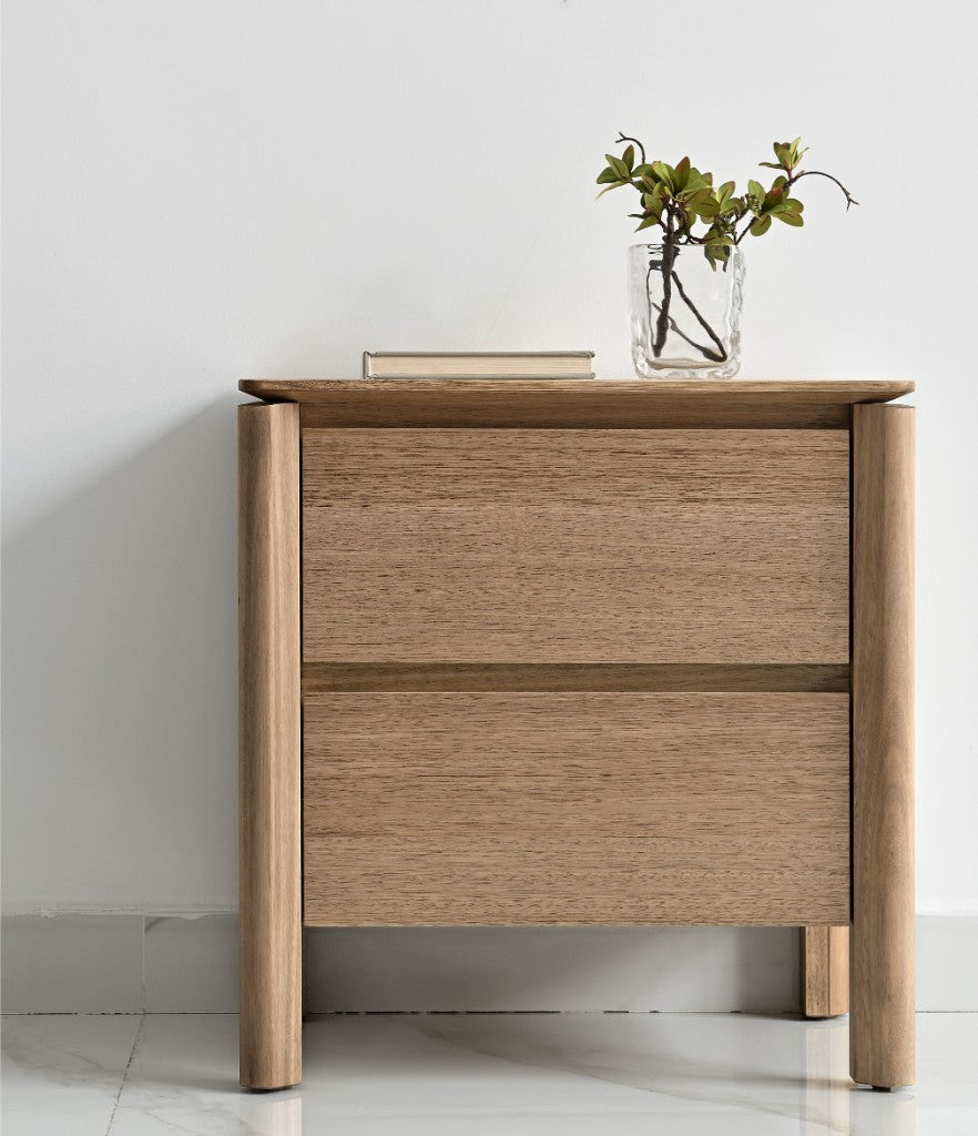 Luella 2 Drawer Bedside Table - Light Smoke