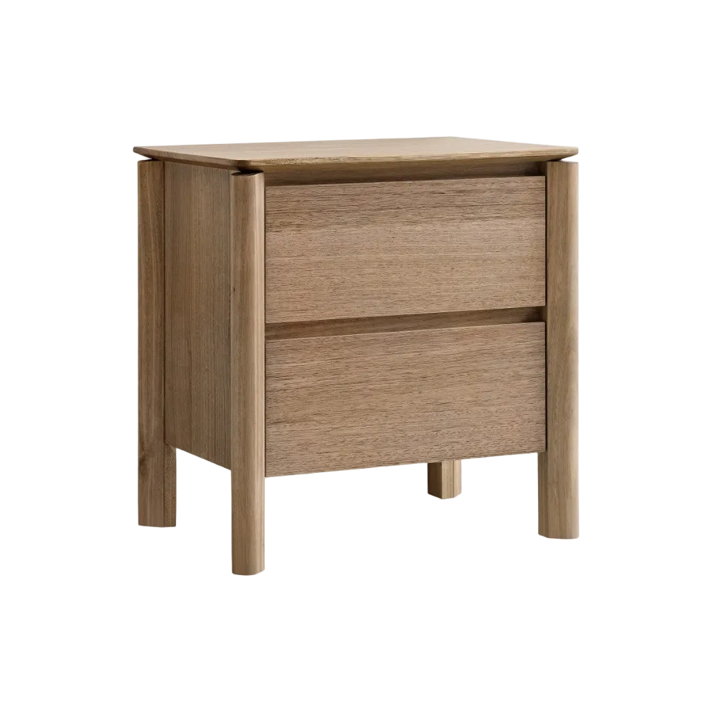 Luella 2 Drawer Bedside Table - Light Smoke
