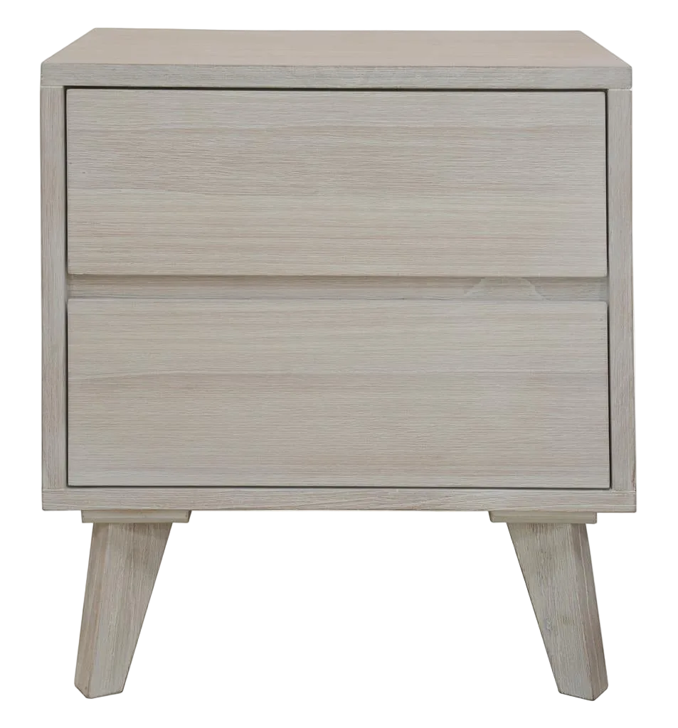 Polo 2 Drawer Bedside Table - Brushed White