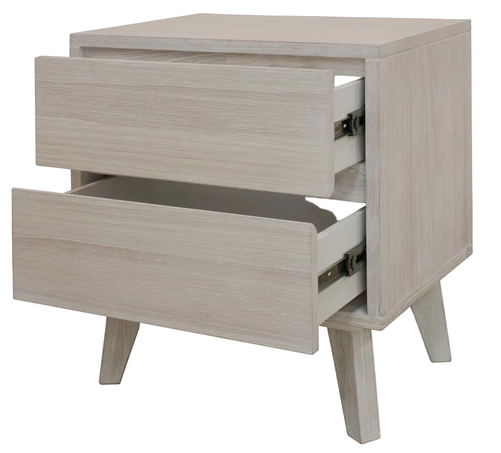 Polo 2 Drawer Bedside Table - Brushed White
