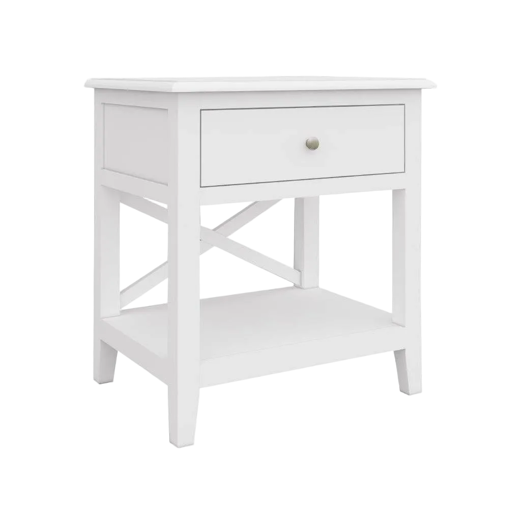 Hampton Side Table 1 Drawer - White
