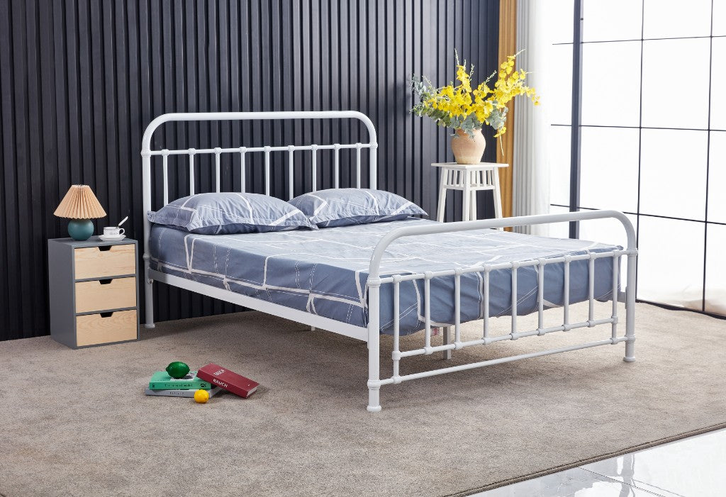 Akira Queen Metal Bed white